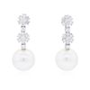 Image 1 : 18KT White Gold Pearl and Diamond Earrings