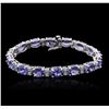 Image 1 : 14KT White Gold 22.40ctw Tanzanite and Diamond Bracelet