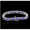Image 2 : 14KT White Gold 22.40ctw Tanzanite and Diamond Bracelet