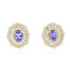 Image 1 : 14KT Yellow Gold 1.88ctw Tanzanite and Diamond Stud Earrings