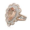 Image 2 : 14KT Two-Tone Gold 3.84ct Morganite and Diamond Ring