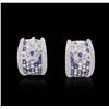 Image 1 : 18KT White Gold 6.40ctw Sapphire and Diamond Earrings