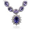 Image 2 : 14KT White Gold 35.22ctw Tanzanite and Diamond Necklace