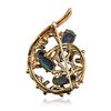 Image 2 : 14KT Yellow Gold 4.35ctw Opal and Diamond Vintage Brooch