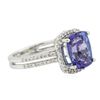 Image 2 : 18KT White Gold 3.41ct Tanzanite and Diamond Ring