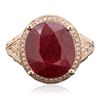 Image 1 : 14KT Rose Gold 6.96ct Ruby and Diamond Ring