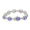 Image 2 : 14KT White Gold 24.00ctw Tanzanite and Diamond Bracelet