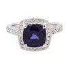 Image 1 : 14KT White Gold 3.13ct Sapphire and Diamond Ring