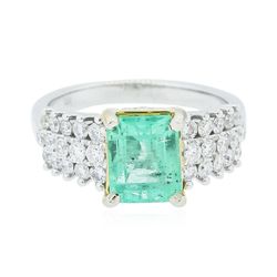 14KT White Gold 2.70ct Emerald and Diamond Ring