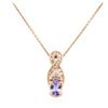 Image 2 : 14KT Rose Gold 0.72ct Tanzanite and Diamond Pendant With Chain