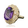 Image 2 : 14KT Yellow Gold 10.46ct Amethyst and Diamond Ring
