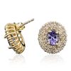 Image 2 : 14KT Yellow Gold 1.40ctw Tanzanite and Diamond Earrings