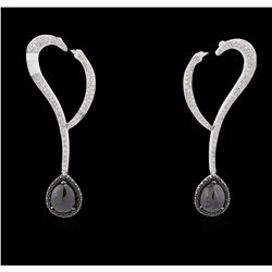 18KT White Gold 5.82ctw Black Diamond Earrings