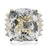 Image 1 : 14KT Yellow Gold GIA Certified 33.51ct Aquamarine and Diamond Ring