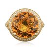 Image 1 : 14KT Yellow Gold 7.67ct Quartz and Diamond Ring