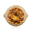 Image 1 : 14KT Yellow Gold 7.67ct Quartz and Diamond Ring