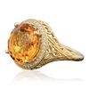 Image 2 : 14KT Yellow Gold 7.67ct Quartz and Diamond Ring