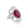 Image 2 : 14KT White Gold 7.29ct Ruby and Diamond Ring