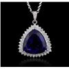 Image 2 : 14KT White Gold GIA Certified 29.44ct Tanzanite and Diamond Pendant With Chain
