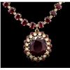 Image 2 : 14KT Yellow Gold 40.77ctw Ruby and Diamond Necklace