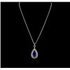 Image 1 : 14KT White Gold GIA Certified 17.24ct Tanzanite and Diamond Pendant With Chain