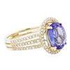 Image 2 : 14KT Yellow Gold 2.60ct Tanzanite and Diamond Ring
