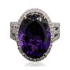 Image 2 : 14KT White Gold 11.51ct Amethyst and Diamond Ring