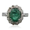 Image 1 : 14KT White Gold 1.76ct Emerald and Diamond Ring
