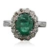 Image 1 : 14KT White Gold 1.76ct Emerald and Diamond Ring