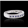 Image 2 : 14KT White Gold 0.14ctw Sapphire and Diamond Ring