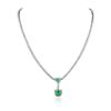 Image 1 : 18KT White Gold 3.03ctw Emerald and Diamond Necklace