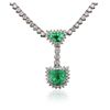 Image 2 : 18KT White Gold 3.03ctw Emerald and Diamond Necklace