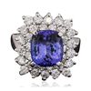 Image 1 : 14KT White Gold 4.33ct Tanzanite and Diamond Ring