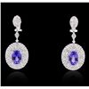 Image 1 : 18KT White Gold 7.32ctw Tanzanite and Diamond Earrings