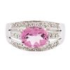 Image 1 : 14KT White Gold 3.79ct Pink Topaz and Diamond Ring