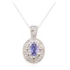 Image 2 : 14KT White Gold 0.80ct Sapphire and Diamond Pendant With Chain