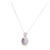 Image 3 : 14KT White Gold 0.80ct Sapphire and Diamond Pendant With Chain