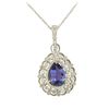 Image 2 : 14KT White Gold 3.07ct Tanzanite and Diamond Pendant with Chain