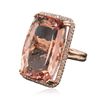 Image 2 : 14KT Rose Gold GIA Certified 52.72ct Morganite and Diamond Ring