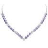 Image 1 : 14KT White Gold 15.40ctw Tanzanite and Diamond Necklace