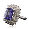 Image 2 : 14KT White Gold 6.93ct Tanzanite and Diamond Ring