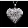 Image 2 : 14KT White Gold 1.29ctw Diamond Heart Pendant With Chain