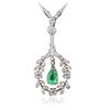 Image 2 : 14KT White Gold 2.58ct Emerald and Diamond Necklace