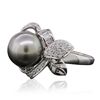 Image 2 : 18KT White Gold Pearl and Diamond Ring