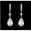 Image 1 : 14KT White Gold Pearl and Diamond Earrings