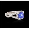 Image 2 : 14KT White Gold 1.62ct Tanzanite and Diamond Ring