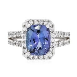 14KT White Gold 3.21ct Tanzanite and Diamond Ring