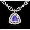 Image 2 : 18KT White Gold 5.31ct Tanzanite and Diamond Necklace