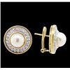 Image 2 : 18KT Yellow Gold Pearl and Diamond Earrings