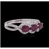 Image 2 : 18KT White Gold 1.14ct Ruby and Diamond Ring